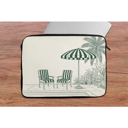 Terras - Illustratie - Groen laptophoes neopreen klein -tafel