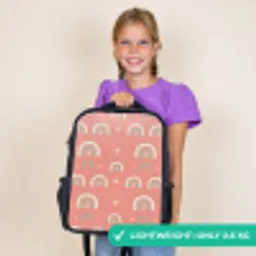 Regenboog - Hartjes - Patronen - Girl - Roze - Kinderen Rugzak - Zwart middel -sfeer4_UK