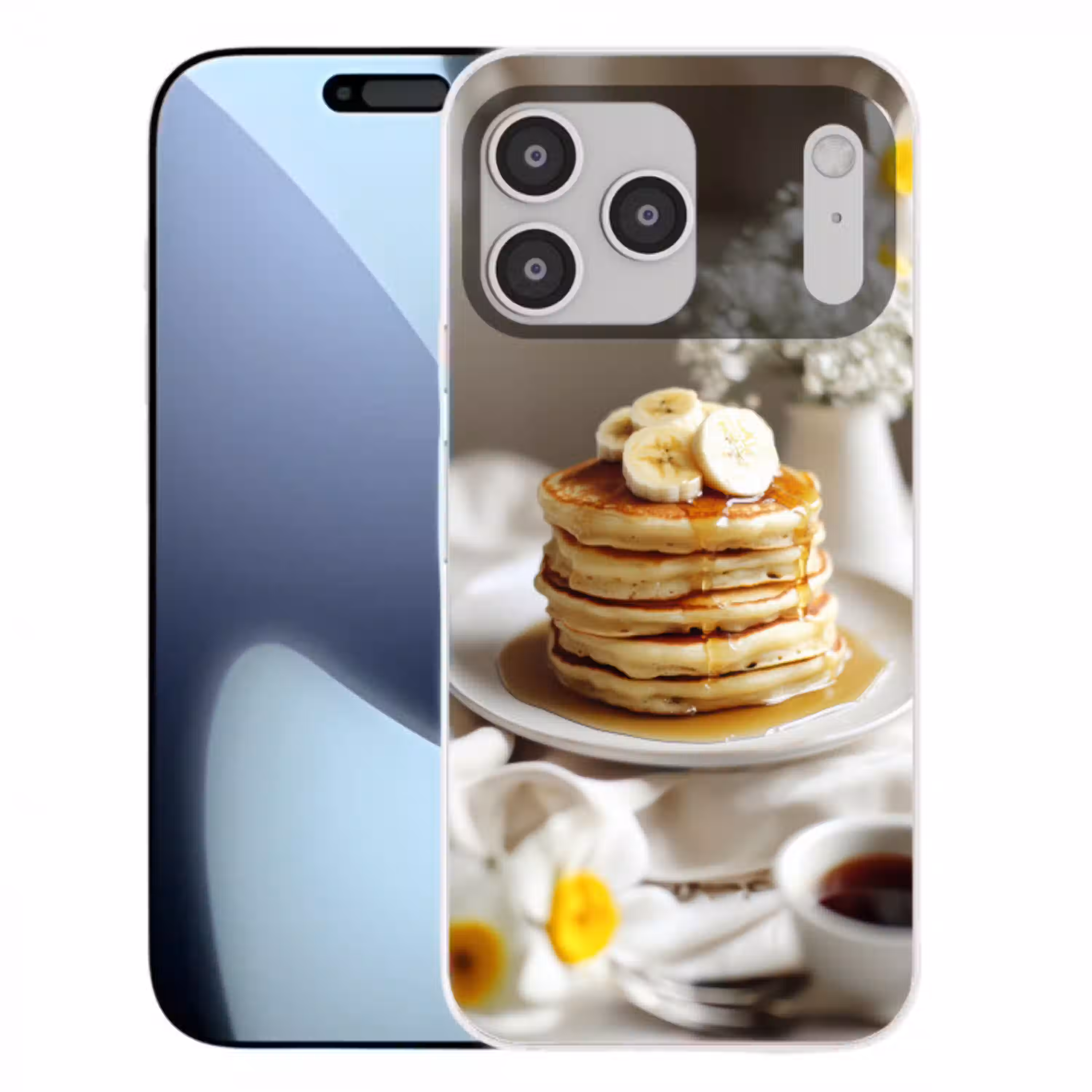 Pannenkoeken - Banaan - Siroop - Wit - Beige Telefoonhoesje iPhone 17 Pro Max klein -3d