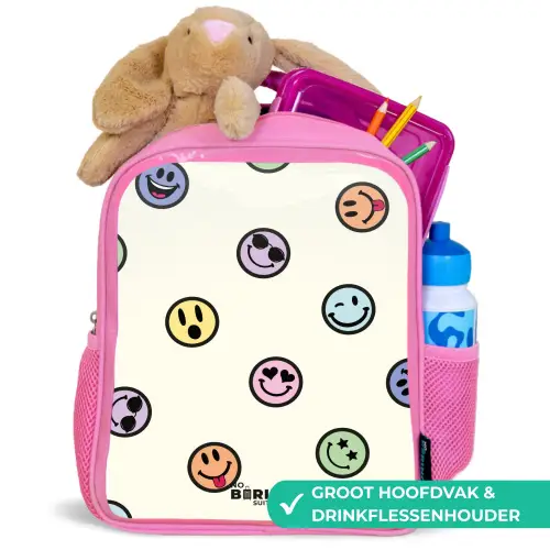Speelse smiley-mix Kinderrugzak - Roze middel -inhoud_NL