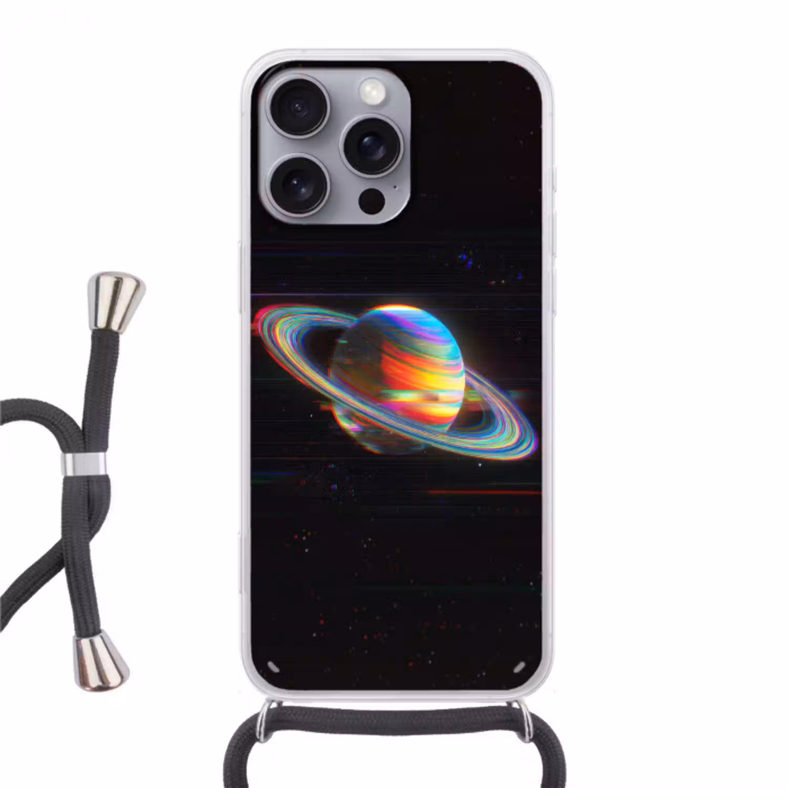 Planeet - Cirkel - Kleurrijk Hoesje iPhone 16 Pro Max met koord klein -3d