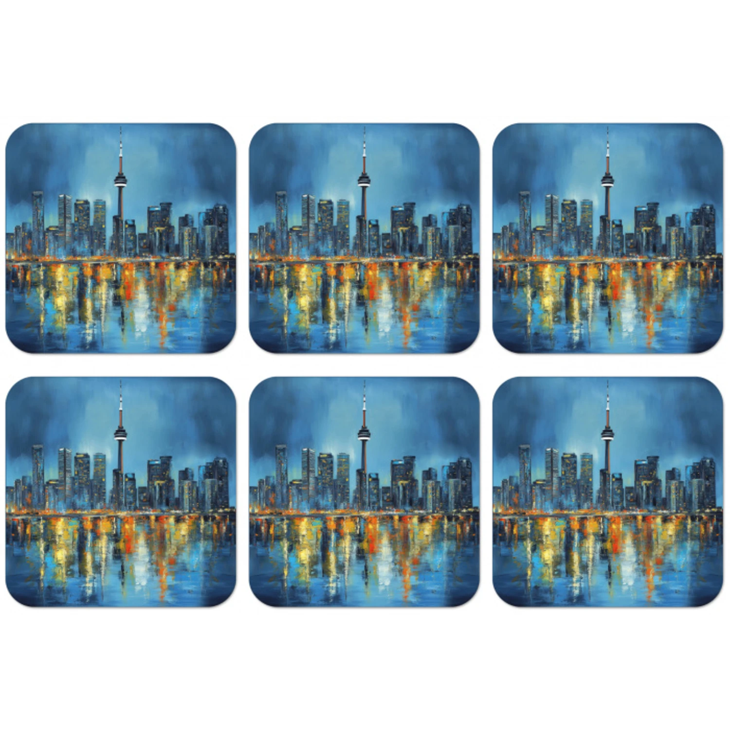 Skyline Toronto - Water - Stadslichten - Toren onderzetter kurk middel -zkaufland3dotto