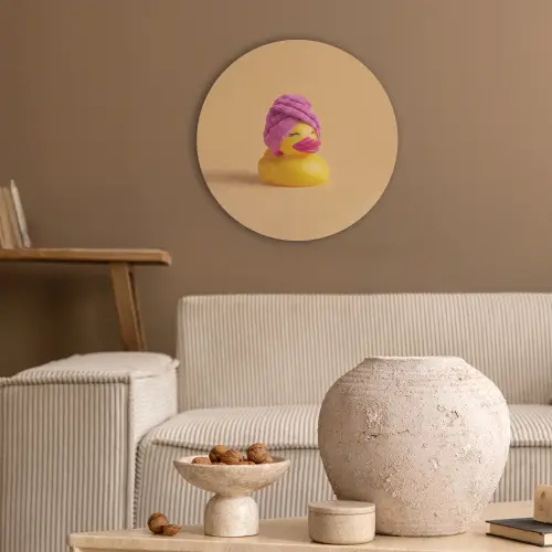 Badeend - Handdoek - Kleurrijk Akoestische PET Vilt - Rond klein -sfeer1