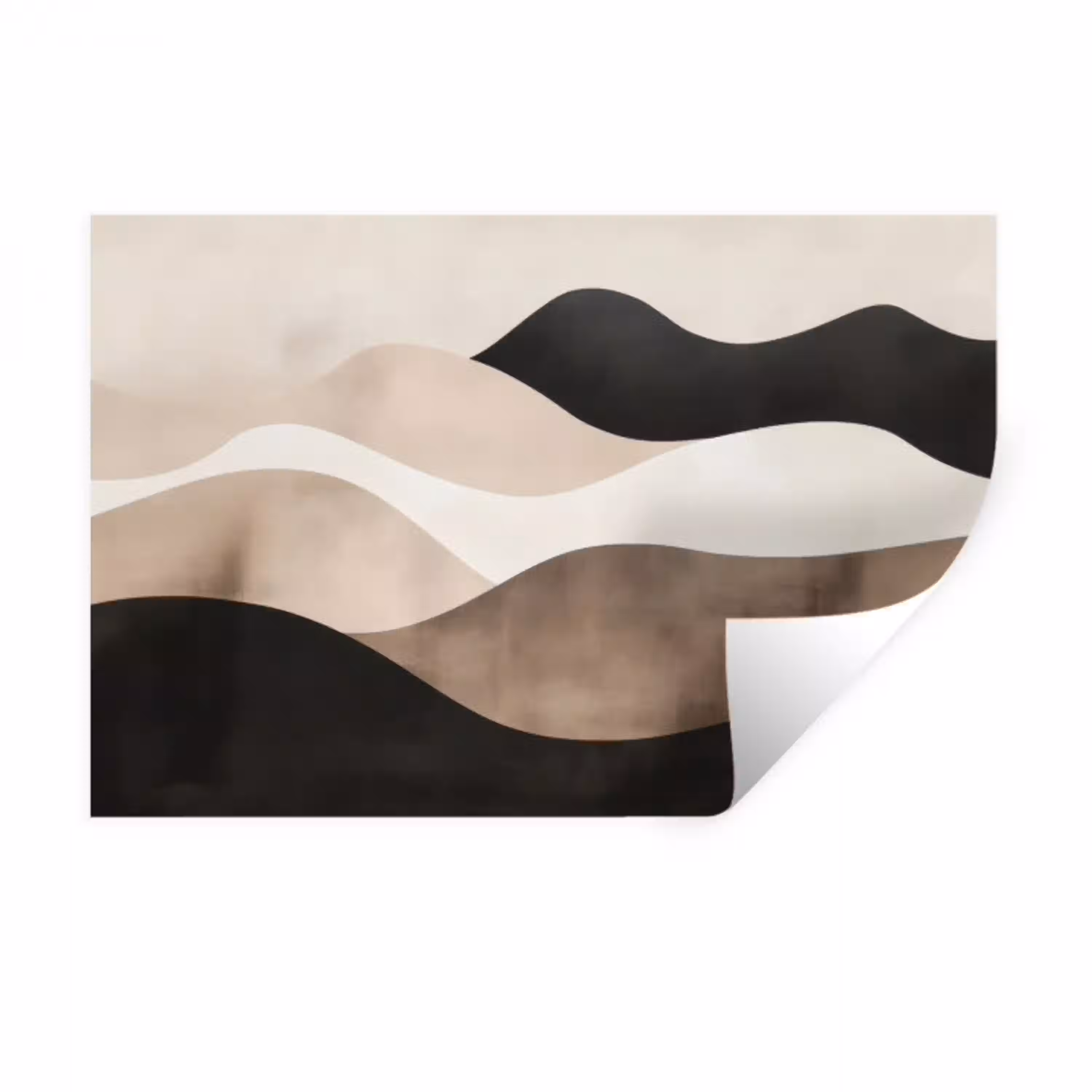 Abstract - Landschap - Golven - Crèmekleur Muursticker klein -3d