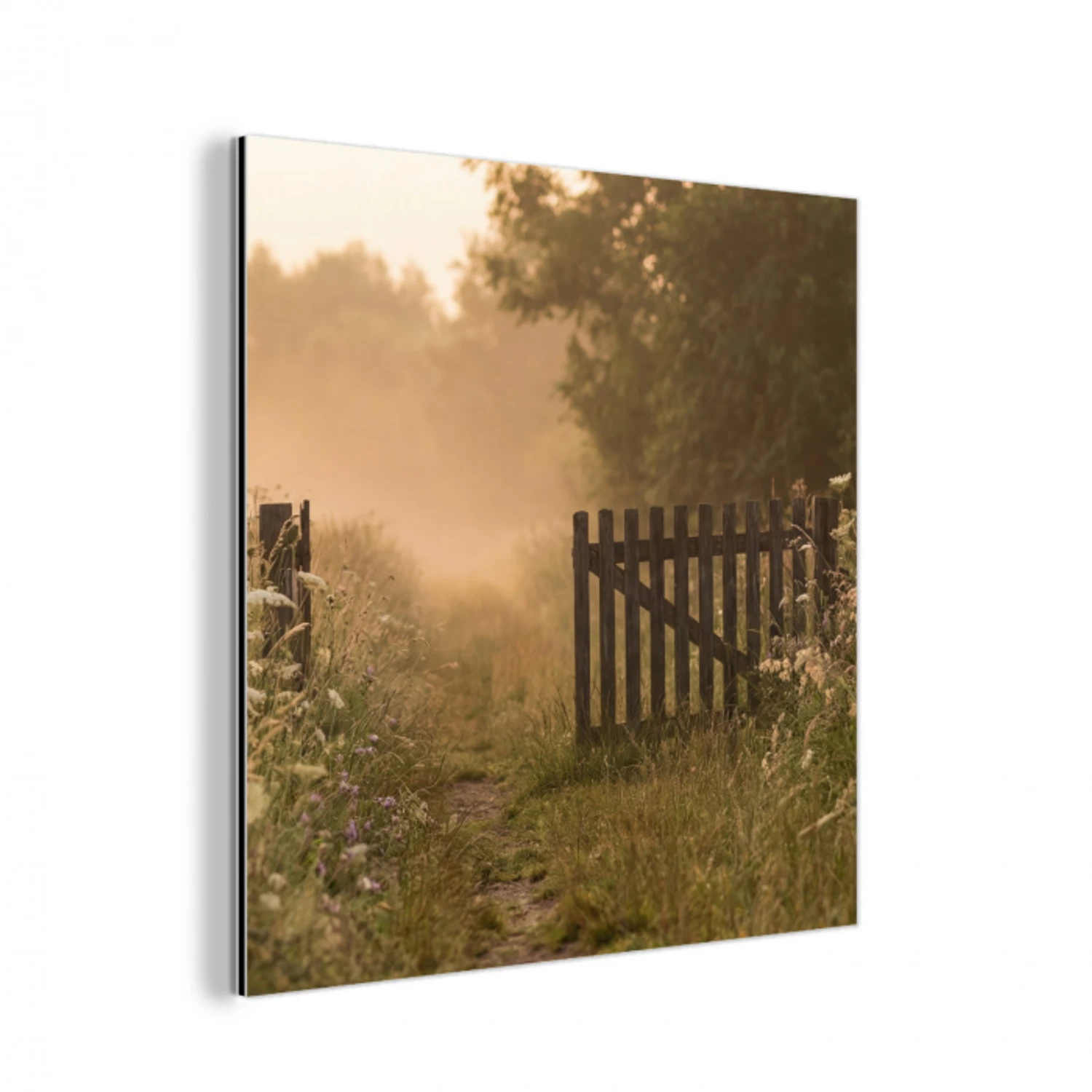 Hek - Natuur - Mist - Veld aluminium wit klein -3d