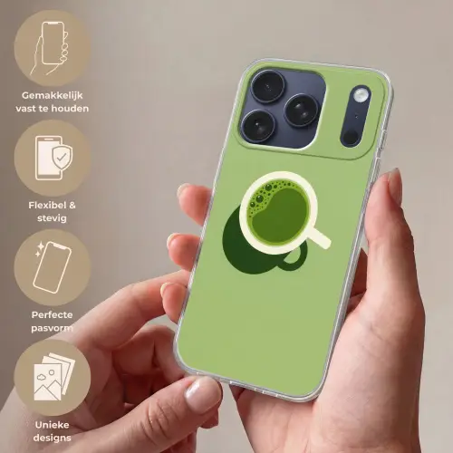 Minimalistisch - Kopjes - Matcha -Groen Telefoonhoesje iPhone 17 Pro klein -sfeer3_NL