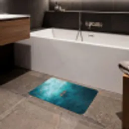 Bootje - Water - Blauw Badmat klein -sfeer3