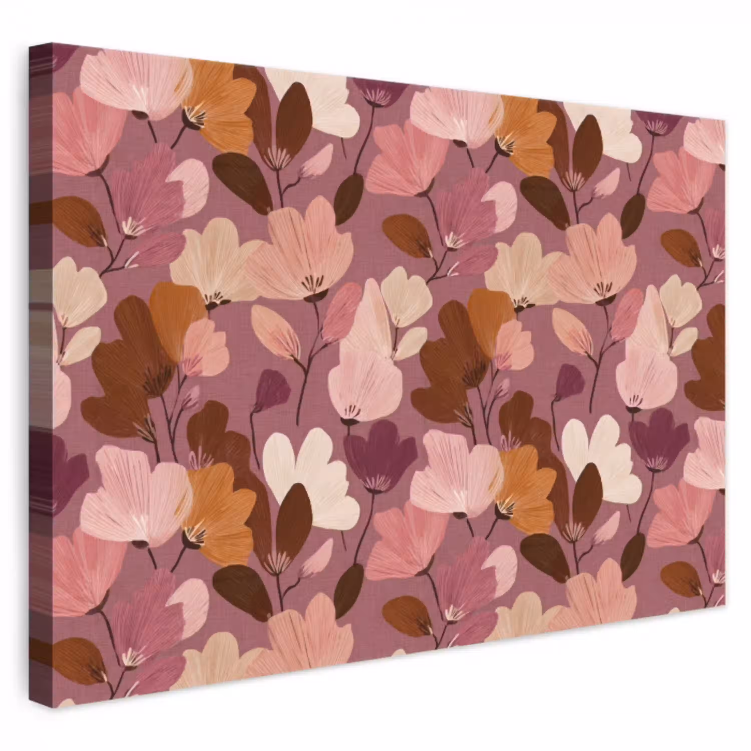 Bloem - Patroon - Roze canvas 2cm klein 34 -3d