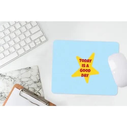 Ster - Today is a good day - Blauw muismat rubber klein -witbureau