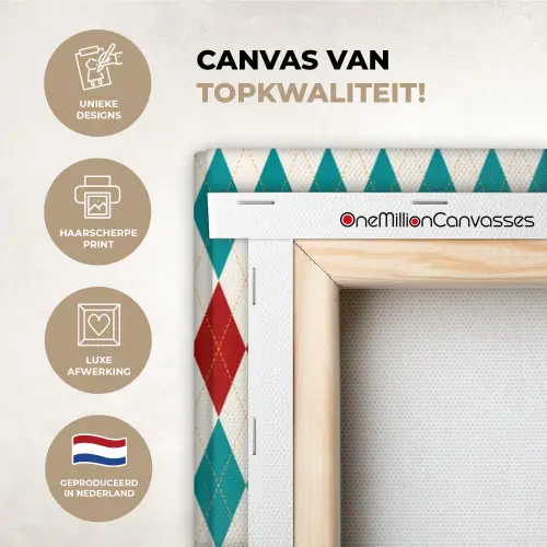 Illustratie - Ruiten - Rood - Groen canvas 2cm xxl 828 -sfeer2