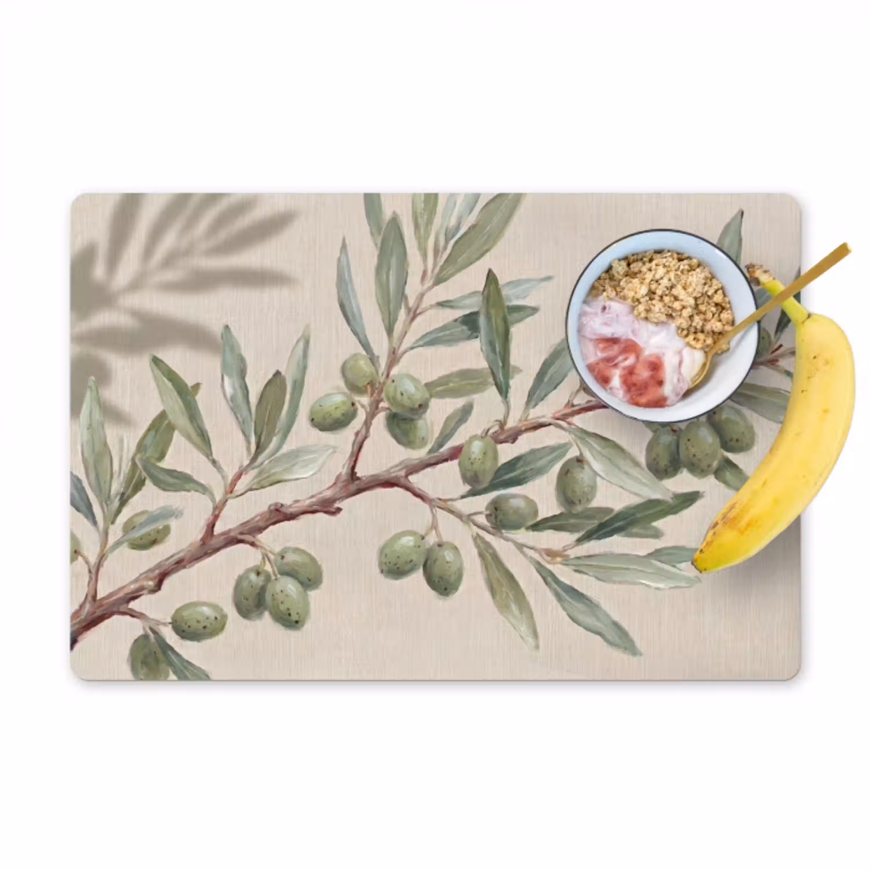 Olijftak - Bladeren - Natuur - Groen - Beige Placemat vinyl groot -zzzproduct_Kitchenyeah-website