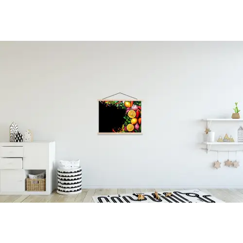Citroenen - Peper - Kruiden - Graffiti - Verf - Abstract textielposter latten blank klein -kinderkamer