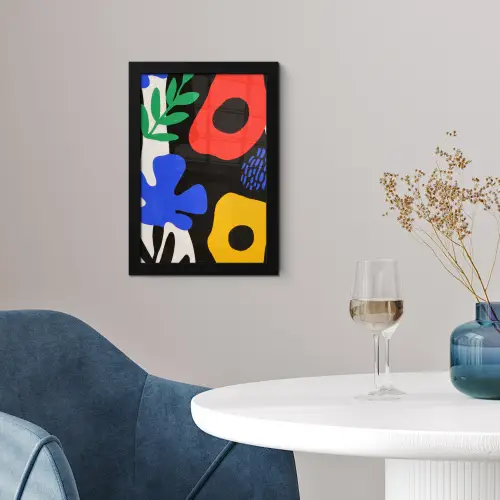 Bloemen - Bladeren - Abstract - Zwart fotolijst zwart zonder passe partout klein -sfeer4
