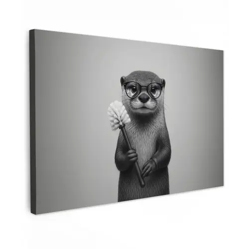 Otter - Wc-borstel - Bril - Zwart - Wit canvas 2cm klein -z3d