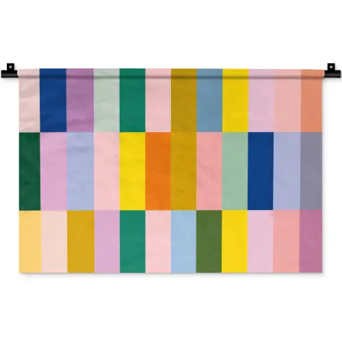 Stroken - Blauw - Patroon - Abstract Wandkleed katoen klein -zz3d