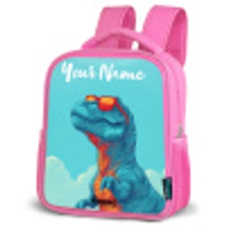 Dino - Zonnebril - Blauw Kinderrugzak - Roze middel -schuin