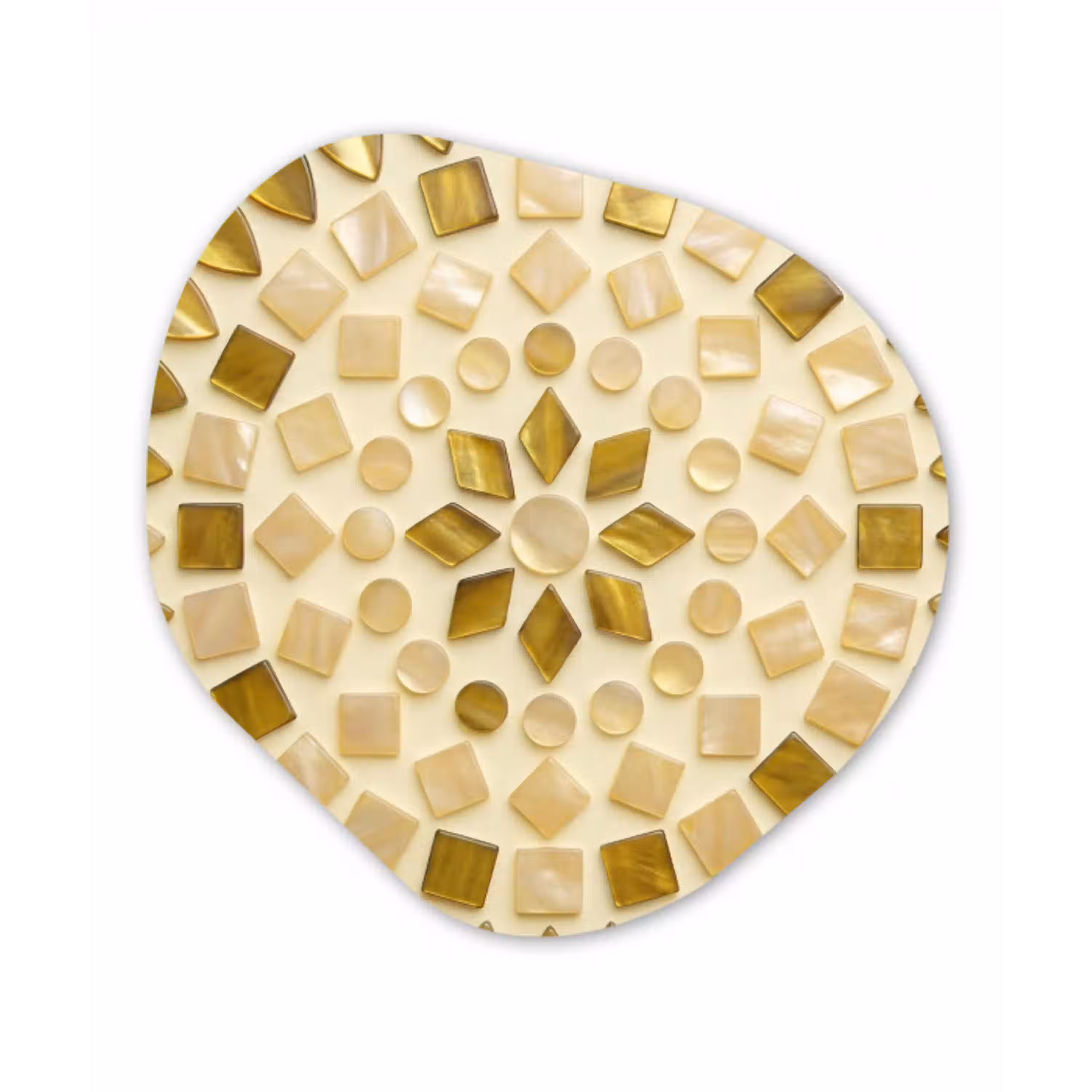 Patroon - Vormen - Mozaïek - Abstract - Goud Wandcirkel Organisch Aluminium middel -3d