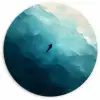 Zee - Silhouet - Abstract - Blauw Wandcirkel kunststof plaat 5mm dik klein -3d