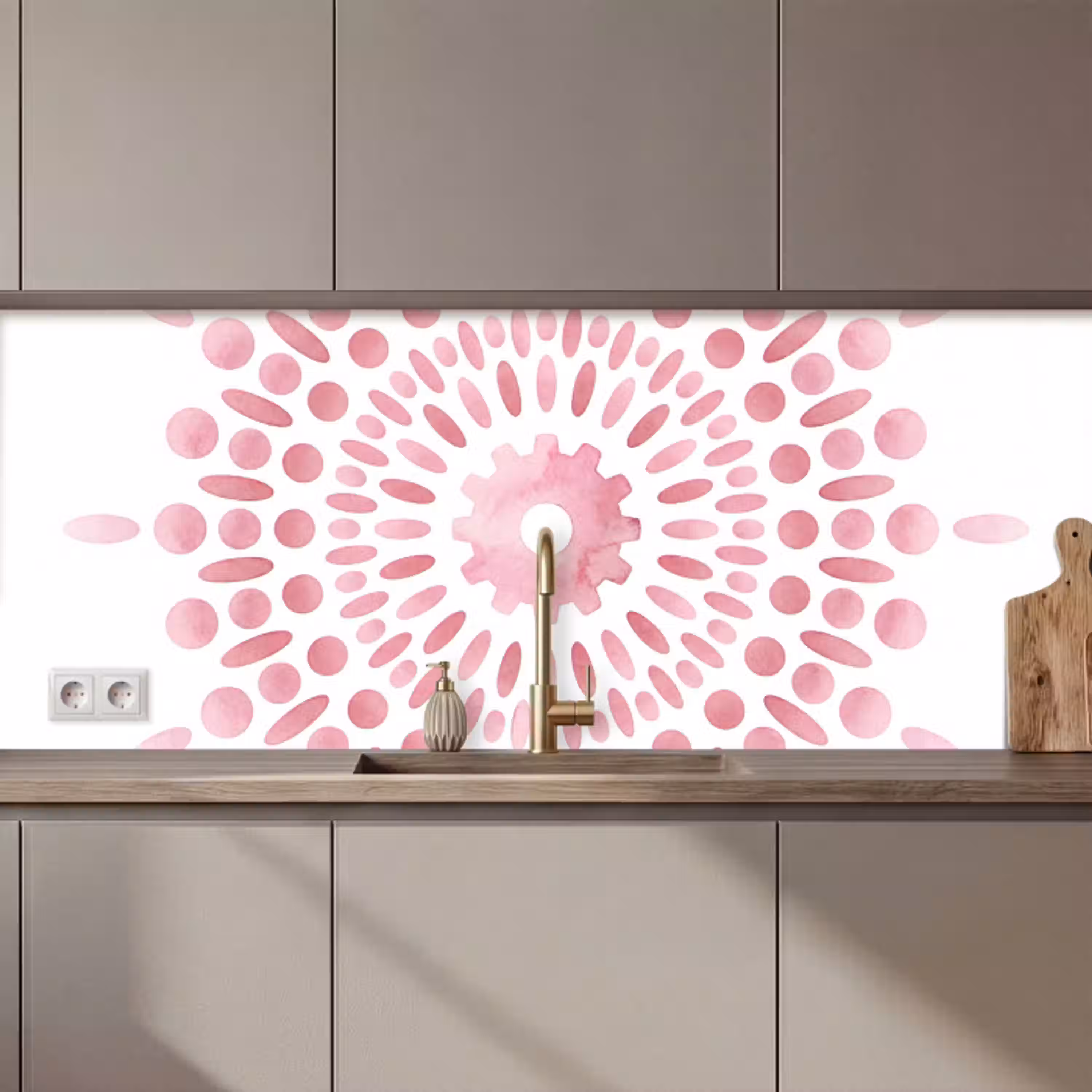 Abstract - Vormen - Patroon - Aquarel - Roze keuken achterwand 2 middel zz_3dshopping