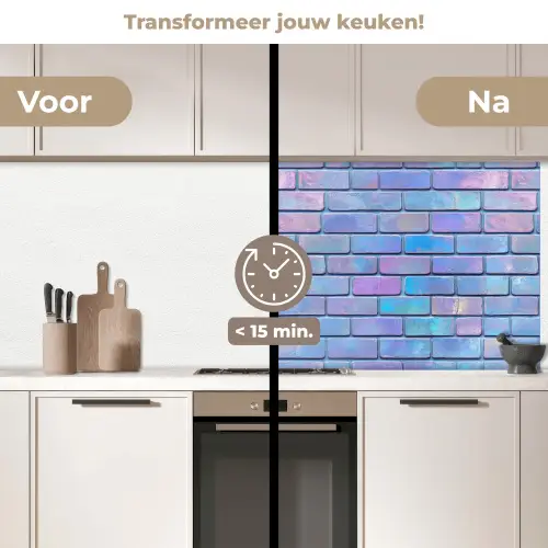 Paars - Blauwe - Muur keuken achterwand 2 middel 871 -voor-na2_NL