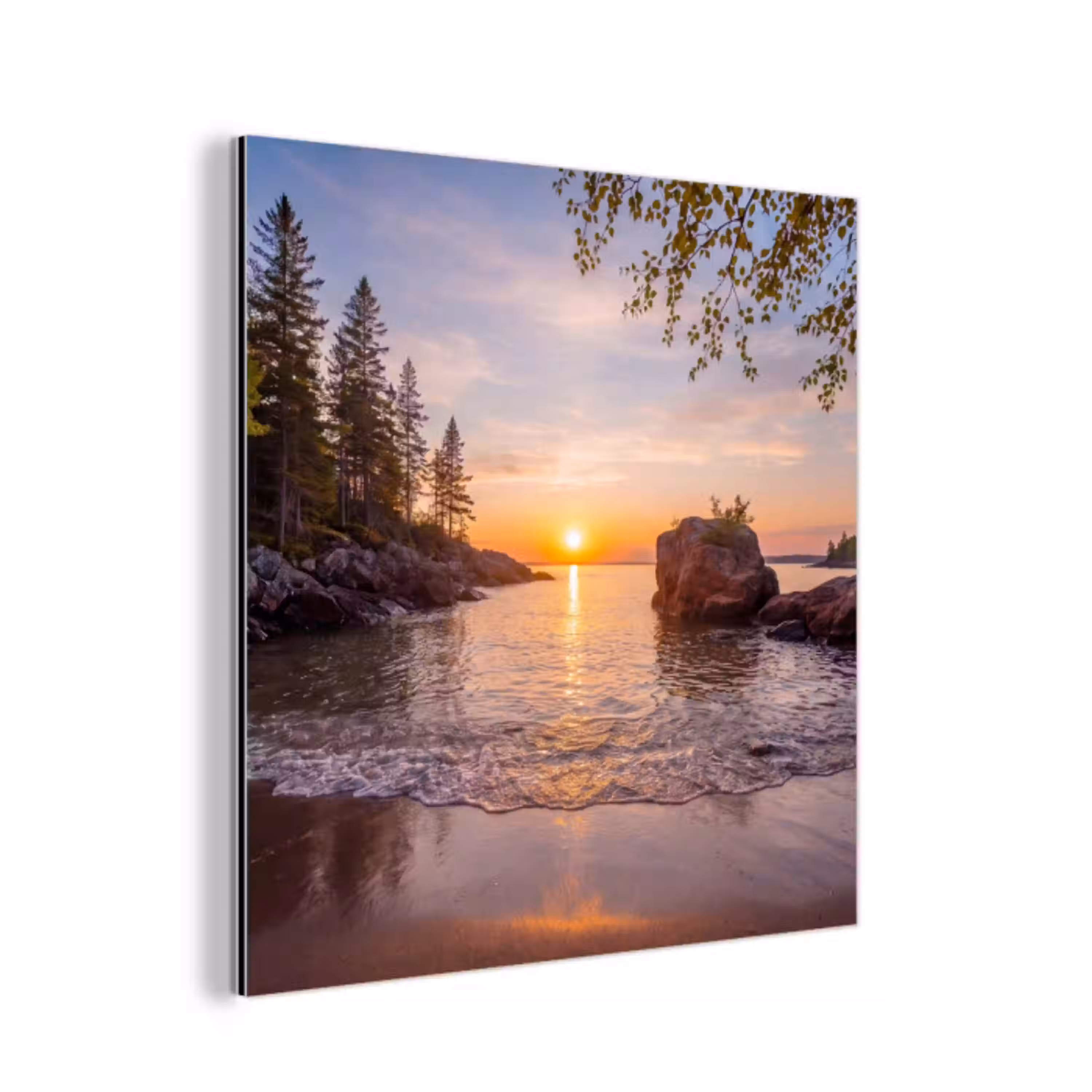 Zonsondergang - Kust - Water - Natuur - Oranje aluminium wit klein -3d