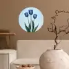 Tulpen - Blauw - Bladeren Wandcirkel behangsticker klein -sfeer1