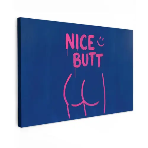 Brutaal - Grappig - Blauw Tuinposter op houten frame 2 cm dik klein -3d