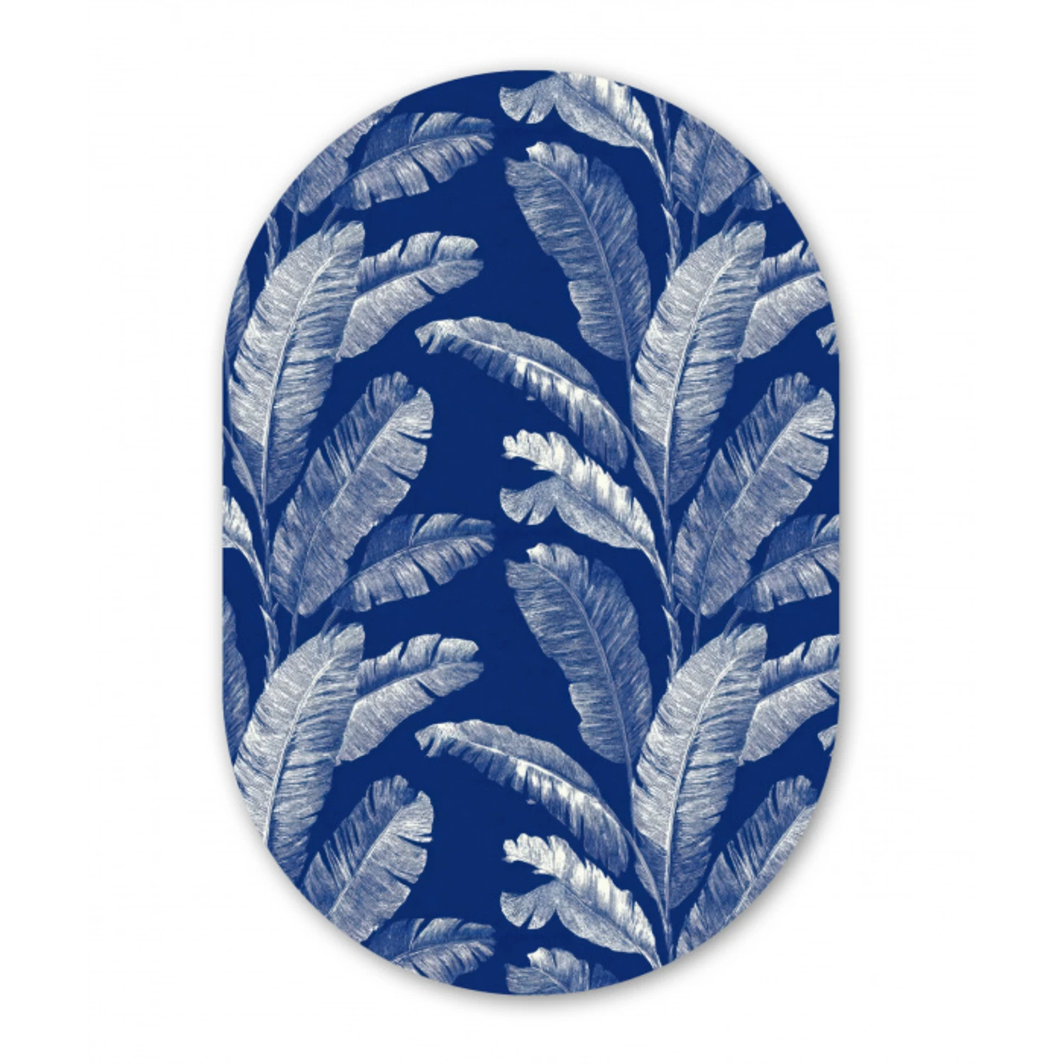 Blad - Palm - Blauw Wandcirkel Ovaal Aluminium middel 839 -3d
