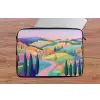 Landschap - Paars - Pastel - Huizen laptophoes neopreen klein -tafel