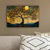 Boom - Maan - Bloemen - Goud - Kunst canvas 2cm klein -sfeer3