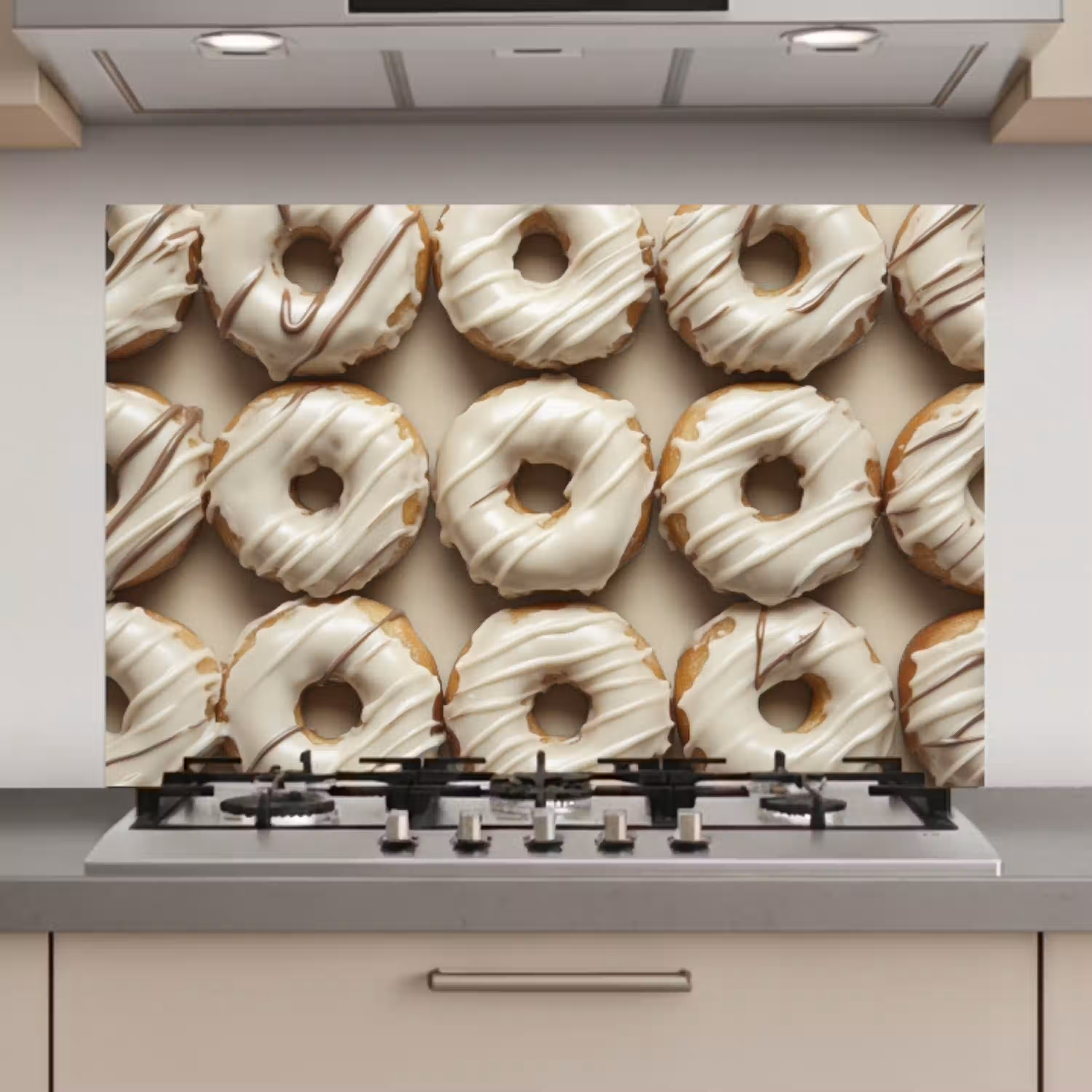 Donuts - Chocolade - Wit - Beige keuken achterwand spatscherm klein -3d_website