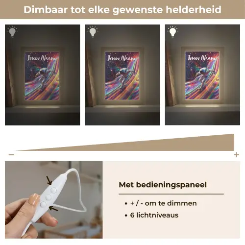 Astronaut - Ruimte - Skateboard - Kleurrijk Light Box met kabel (Kinderlampje) klein -USP_dimbaarNL