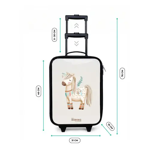 Bohemian paard in beige tinten Kinderkoffer - Zwart klein -productfoto_formaten