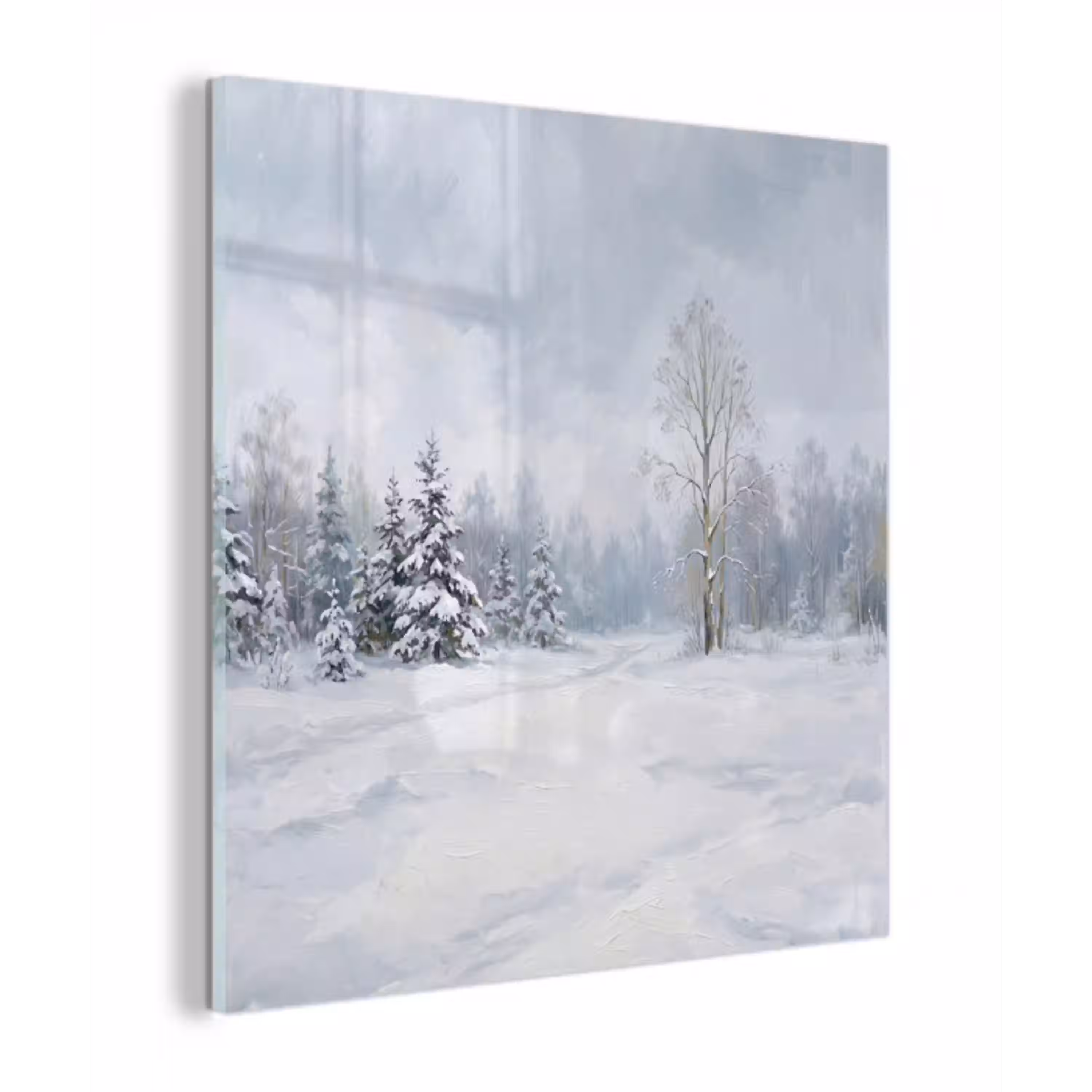 Bospad - Dennen - Sneeuw - Winter - Rustgevend plexiglas 5mm klein -z3d