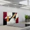 Modern - Abstract - Geometrisch - Rood - Industrieel keuken achterwand spatscherm klein -3d_schuin