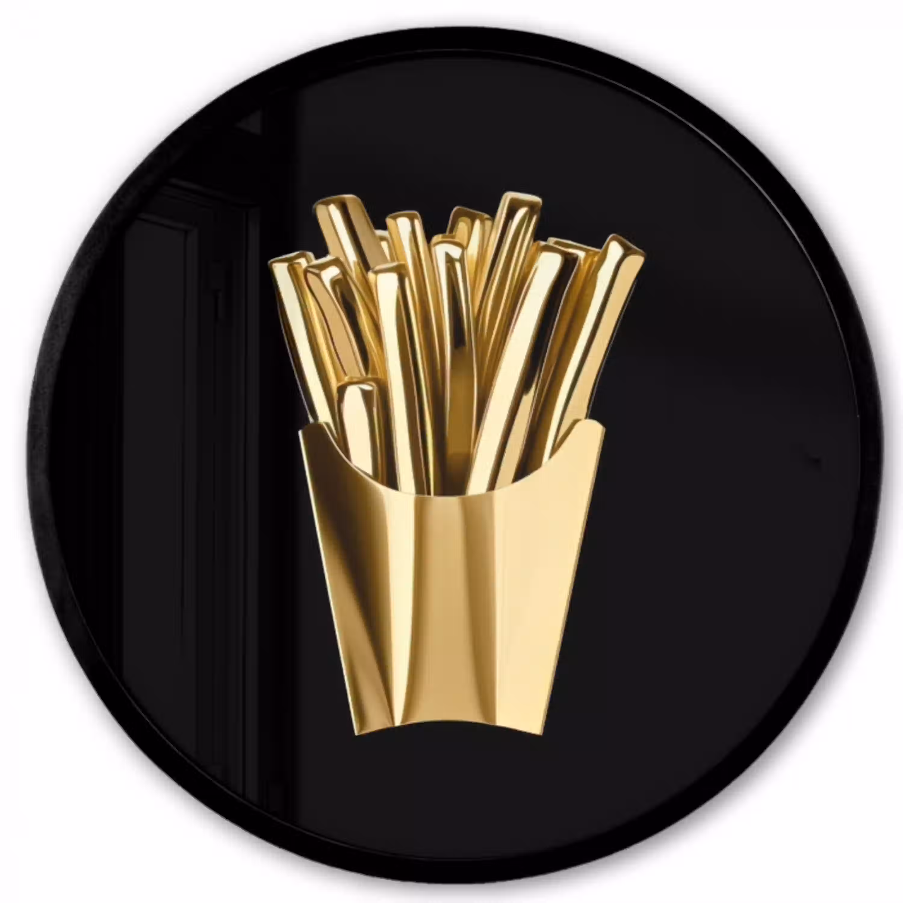 Friet - Goud - Chrome - Eten Fotolijst rond zonder passe partout klein -3d