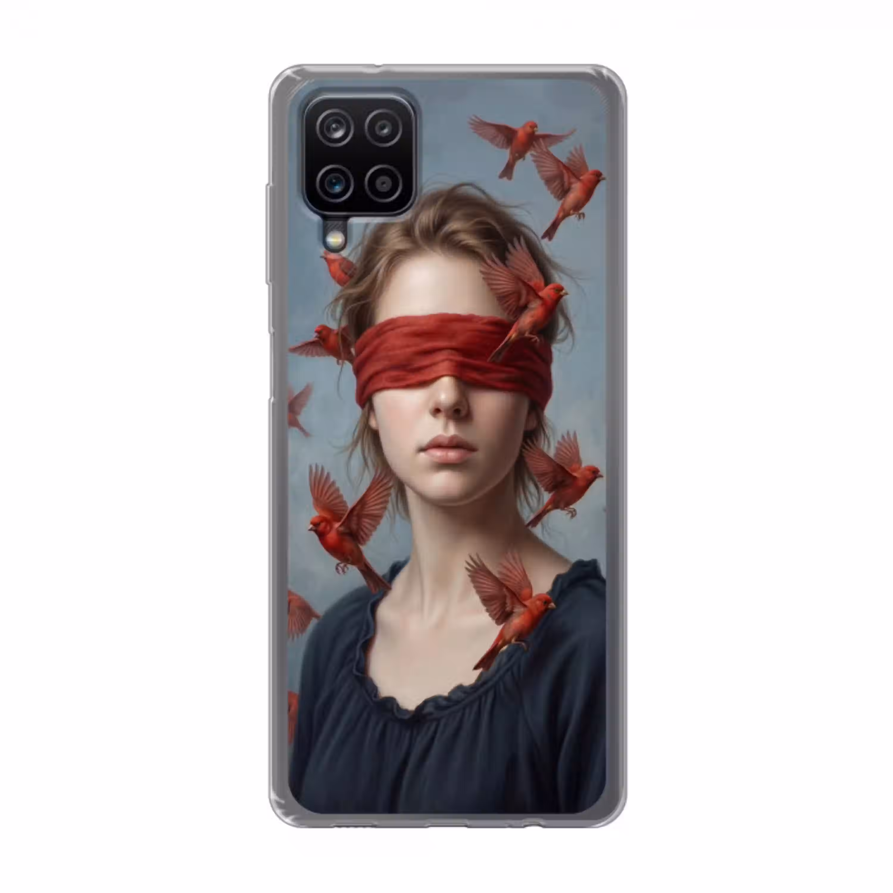 Portret - Krachtig - Rood Telefoonhoesje Samsung Galaxy A12 klein -3d