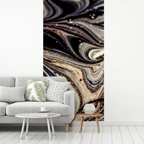 Marmerlook - Zwart - Goud - Wit - Glitter - Marmer fotobehang vinyl groot -woonkamer