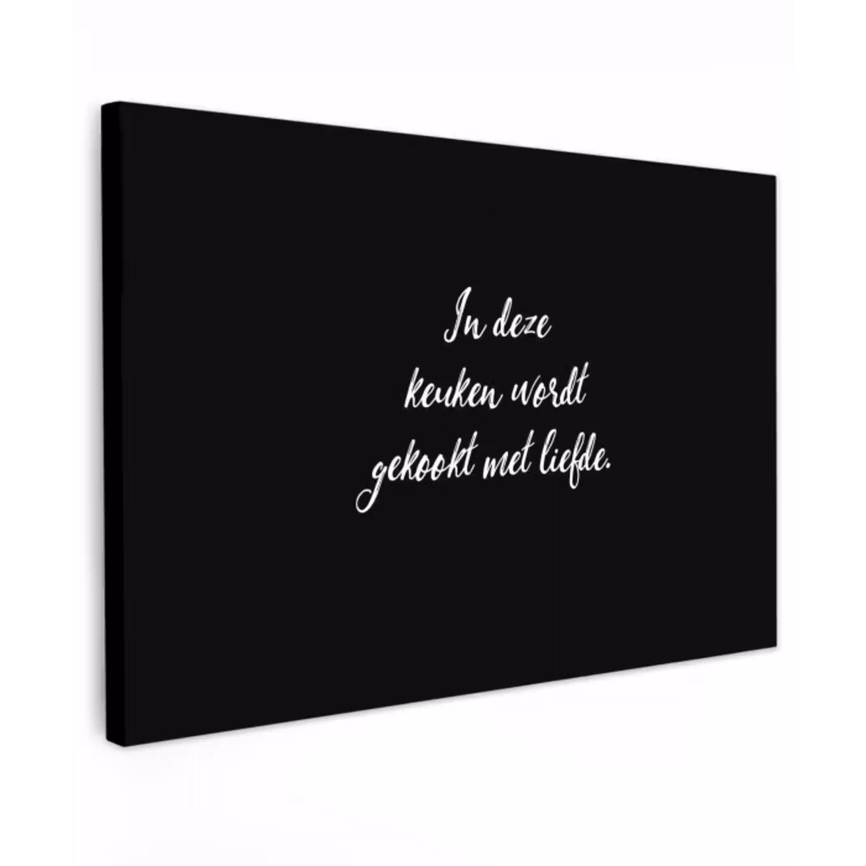 In deze keuken wordt gekookt met liefde - Koken - Spreuken - Quotes - Liefde canvas 2cm klein -z3d