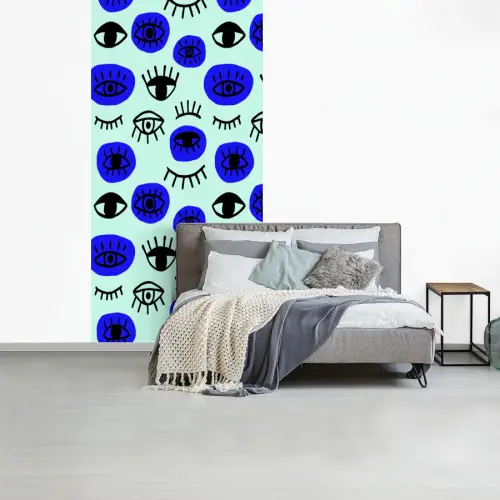 Patroon - Oog - Mint - Blauw fotobehang vinyl groot 64 -slaapkamer