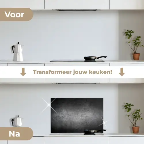 Beton - Grijs - Retro - Cement - Textuur keuken achterwand spatscherm klein -voor_na_NL