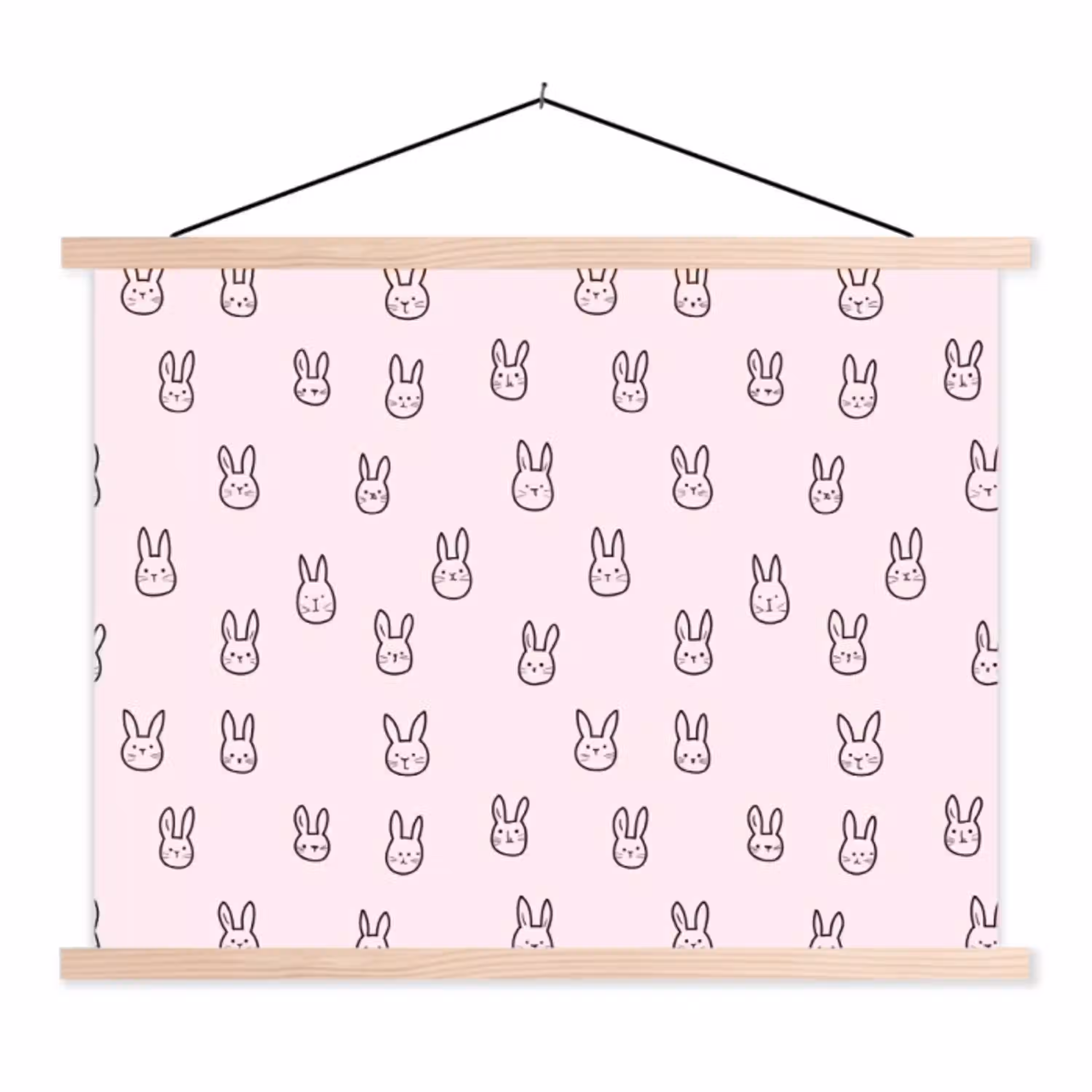 Konijnen - Minimalistisch - Roze textielposter latten blank klein 122 -3d