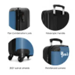 Blauwe auto met roze vlammen NBS - Handbagage koffer - Kinderen Unisex middel zzzzzzzbolletjes_ENG