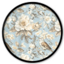 Botanisch - Zangvogel - Blauw Fotolijst rond zonder passe partout klein 856 -3d