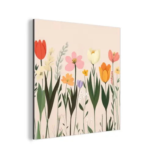 Pasteltinten - Bloemen - Illustratie aluminium wit klein -3d