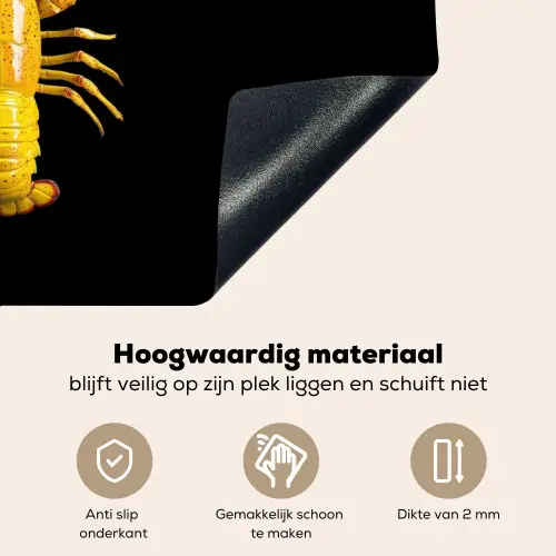 Kreeft - Geel - Stippen - Effen Inductie beschemer met haakjes klein -ky-onderkant-nl