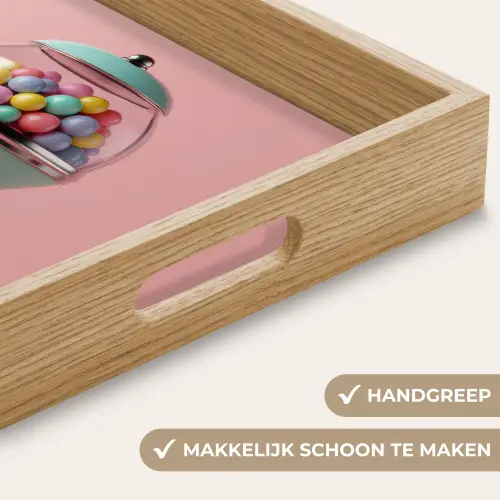 Kauwgom - Retro - Snoep - Roze Dienblad Rechthoek middel -USP_HandgreepNL