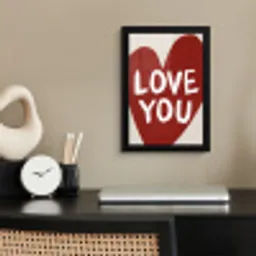 Loveyou - Hart - Rood fotolijst zwart zonder passe partout klein -sfeer1