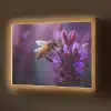 Honingbij - Paarse bloemen - Details Light Box met batterij (Wandlamp) middel -z3d_website