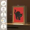 Kat - Zwart - Staart Light Box met kabel (Tafellamp) klein -USP_NL